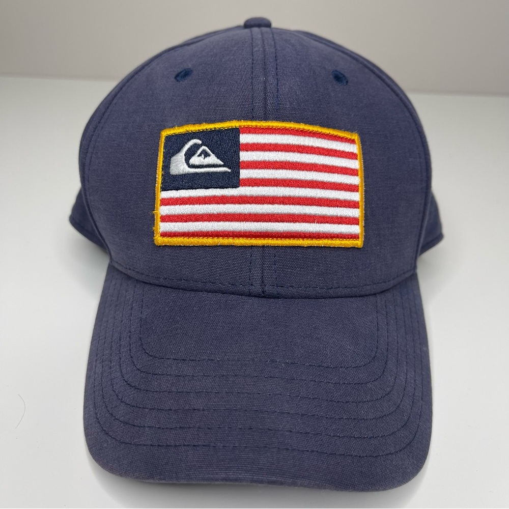 Men's Quiksilver Flag Patch Snapback Baseball Hat (Navy) OSFM